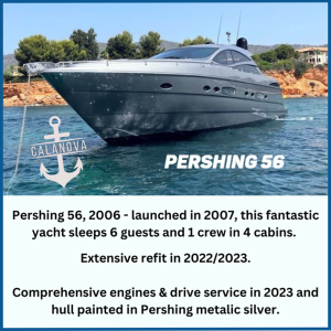 Pershing 56 for sale with mooring in Port Calanova